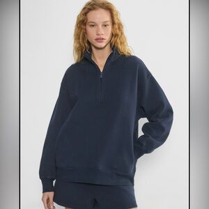 Aritzia Cozy Sweatfleece Boyfriend 1/2 Zip in Heathered Navy Sz M